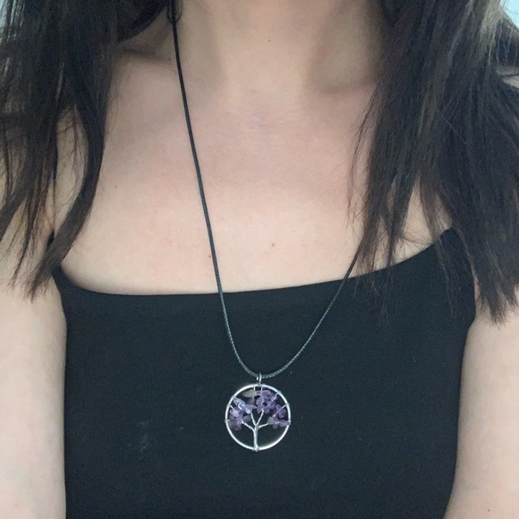 Brand New Amethyst Necklace Tree Of Life Necklace Genuine Amethyst Pendant - Picture 3 of 3